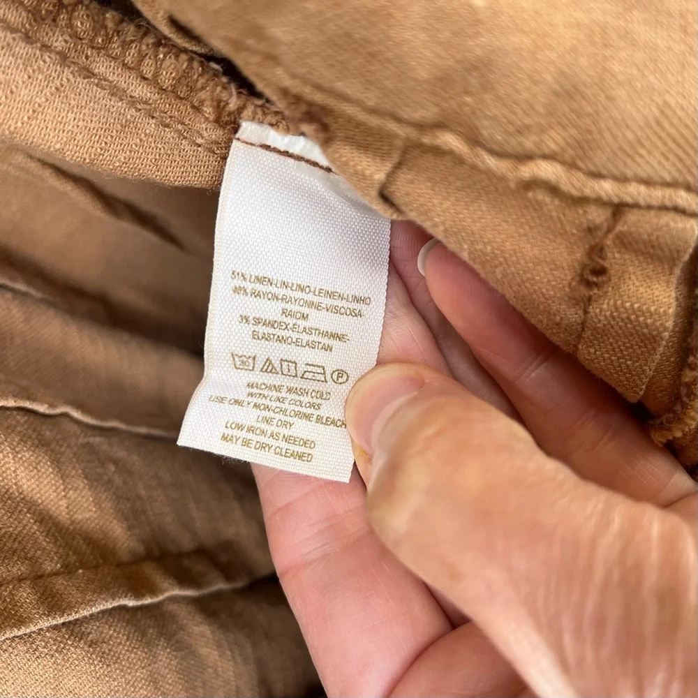 Free People Linen Blend High Waisted Pleated Wide Leg Pants Sz 2 - Picture 5 of 13